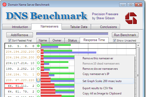 GRC DNS Benchmark screenshot