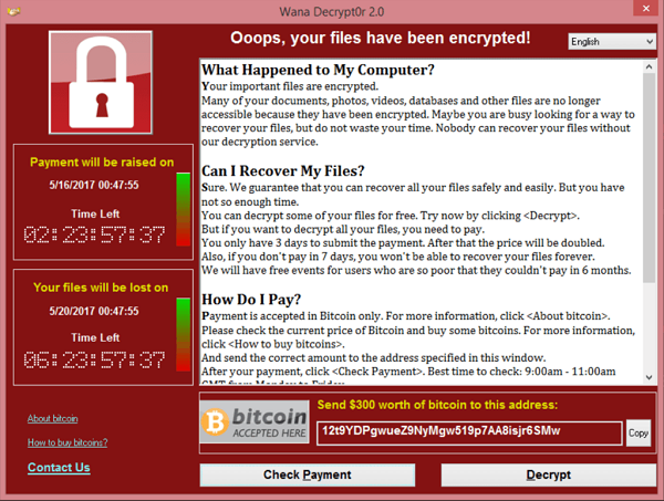 WannaCry Ransomware Example. Provided by UpGuard.