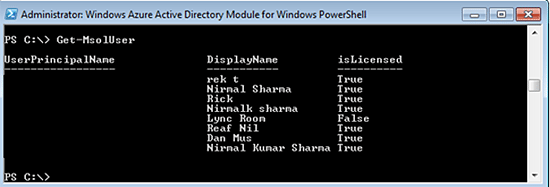 get-msoluser PowerShell Cmdlet - Screenshot #1